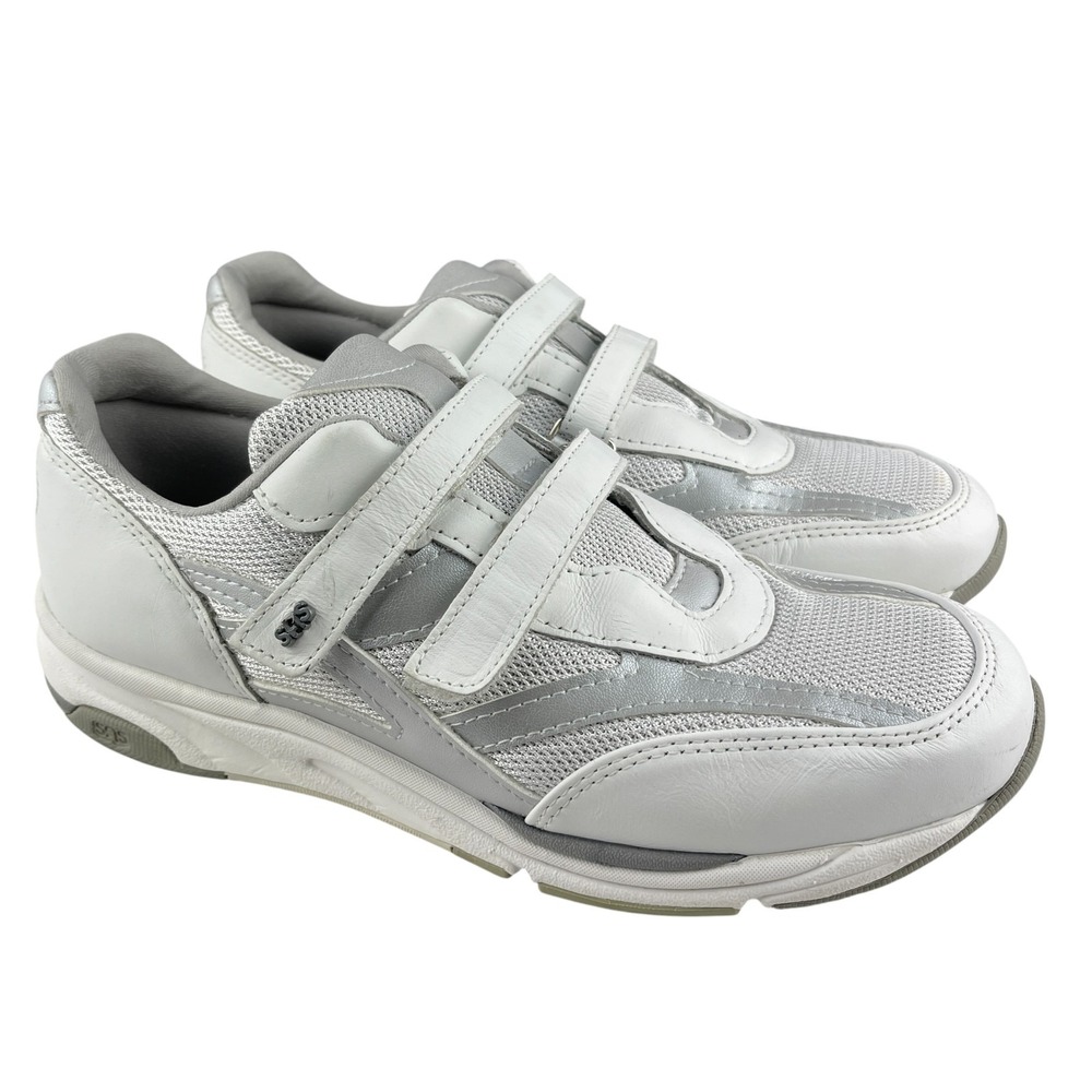 SAS Women's Sneakers 9N TMV White Silver Mesh Double Strap Comfort Walking Shoes